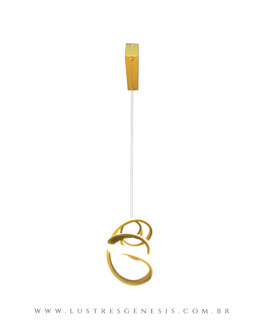 Lustre pendente de LED moderno DNA dourado para sala de jantar, quartos, sala de estar e escritórios. Lustres Gênesis loja online de Lustres e Iluminação Decorativa